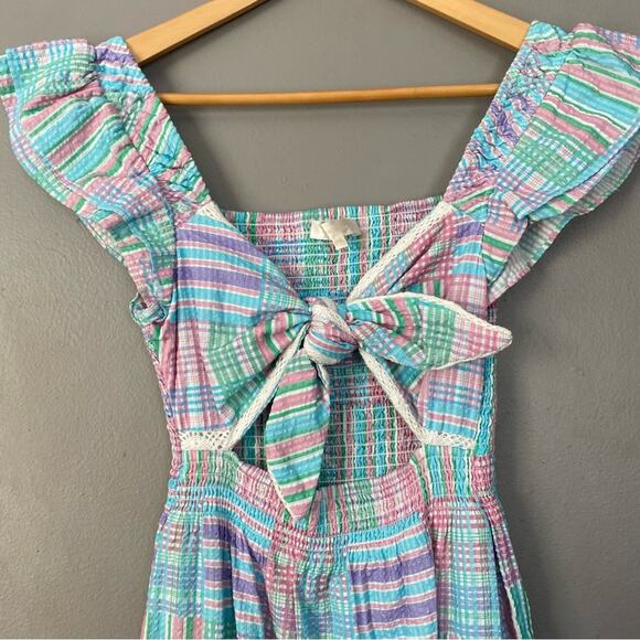 LOVESHACKFANCY Coastal Preppy Emeka Maxi Dress Seersucker Plaid Gingham XS 0/2 - Picture 6 of 12